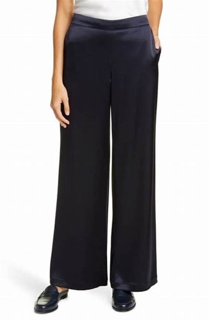 Lafayette 148 Brown Riverside Satin Wide Leg Trouser Pants Size L
